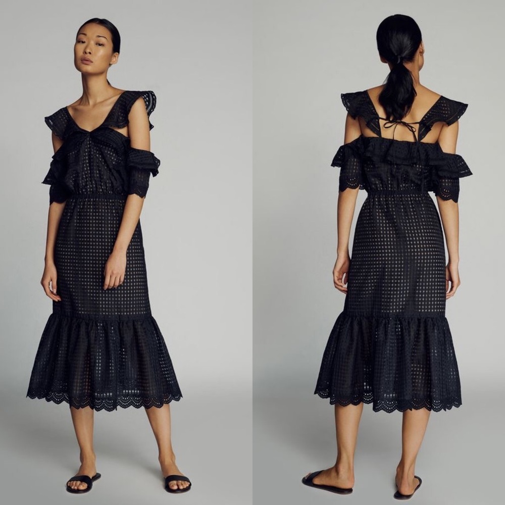 Marissa Webb Kendra Check Organza Midi Dress - Picture 1 of 8